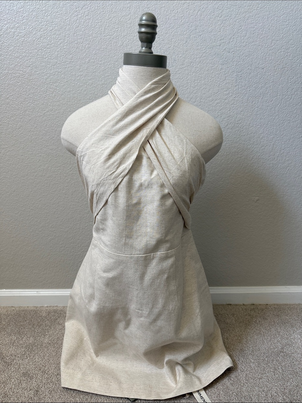 Commense Neutral Twist Halter Linen Dress